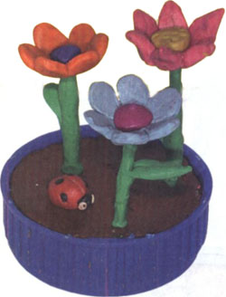 Цветочная клумба сделанная из пластилина
