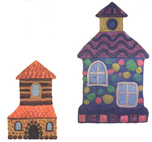 Радужные домики из пластилина