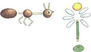 Как сделать цветок и муравья из пластилина