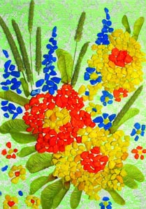 Яркие цветы из ракушек